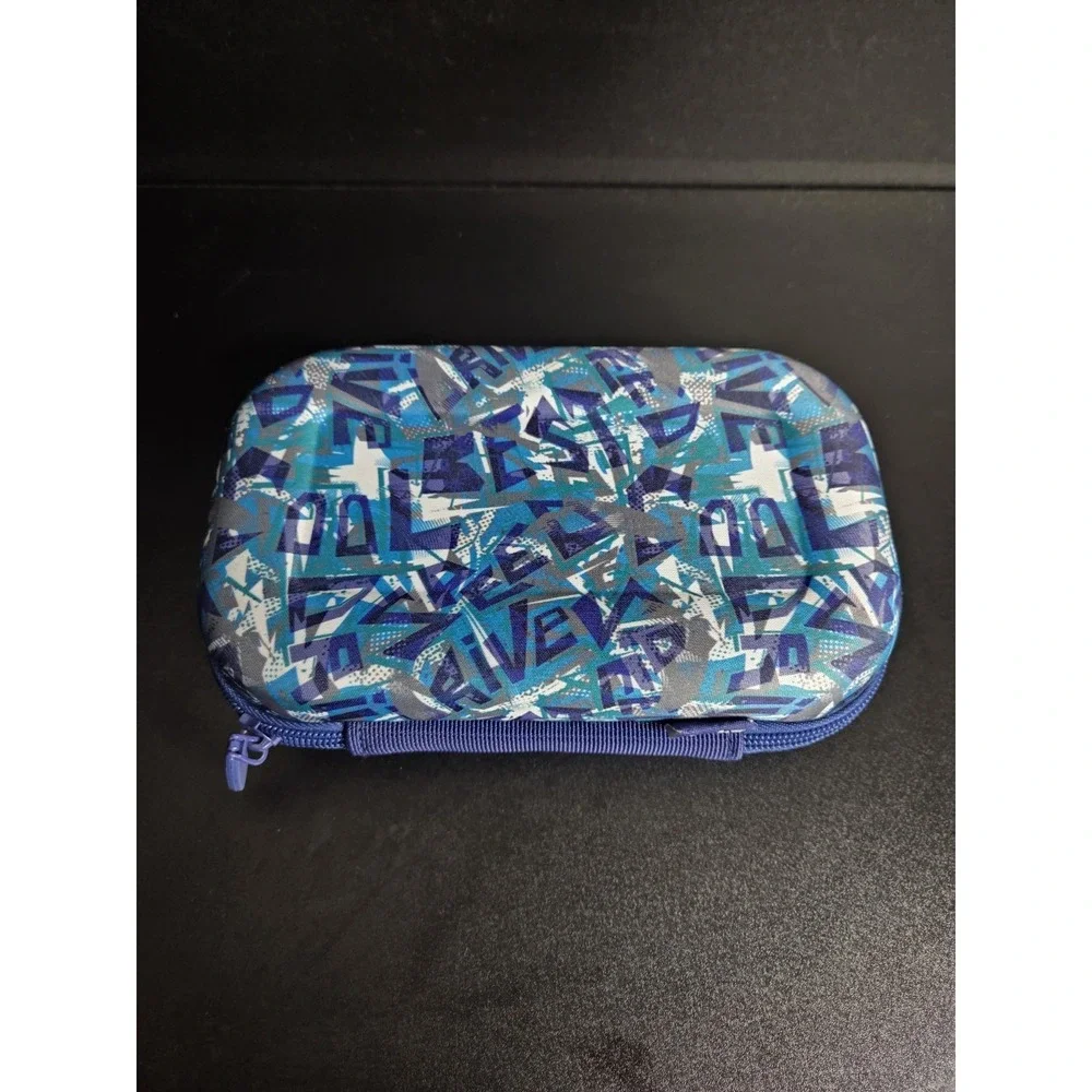 ZIPIT‎ Hard Shell Zipper Pencil Case Blue Geometric Design Storage Box